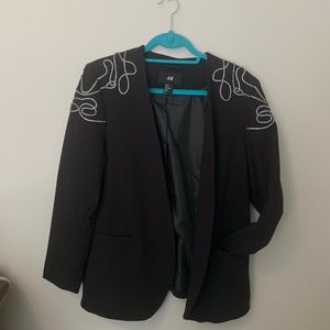 H&M Embroidery Blazer Black